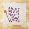 Kei & Molly Olive flour sack dish towel printed in Grape color, front view with spoon prop