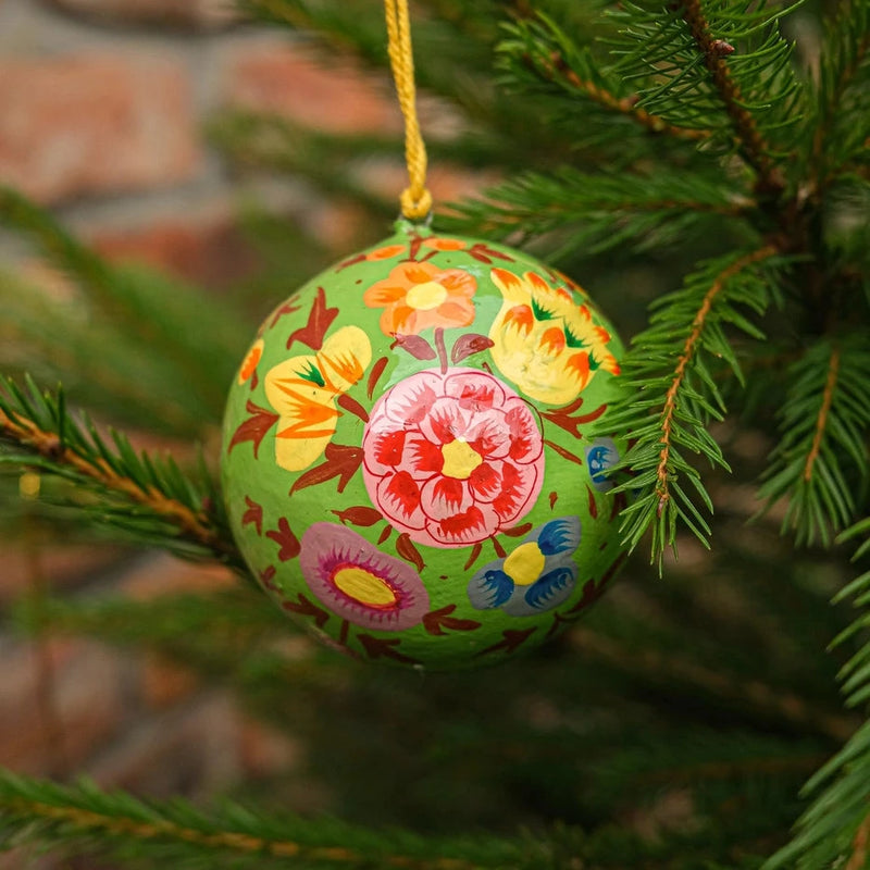 East End Press- Papier Mâché Bauble, Green