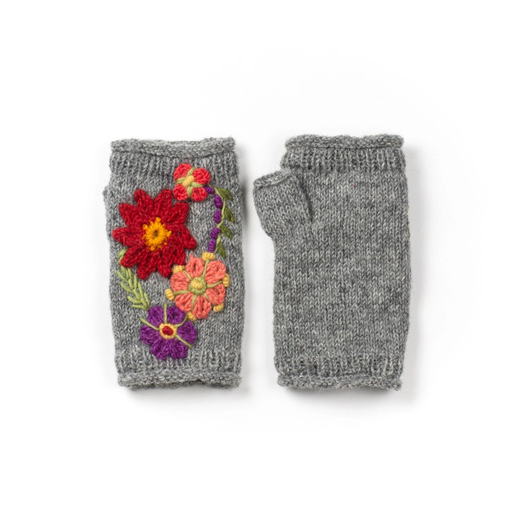 Lost Horizens Wool Handwarmers- Petite Fleur Grey