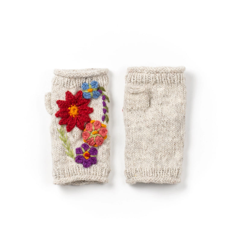 Lost Horizens Wool Handwarmers- Petite Fleur Light Natural