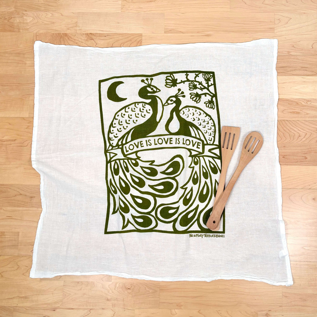 Flour Sack Dish Towel: Love is Love