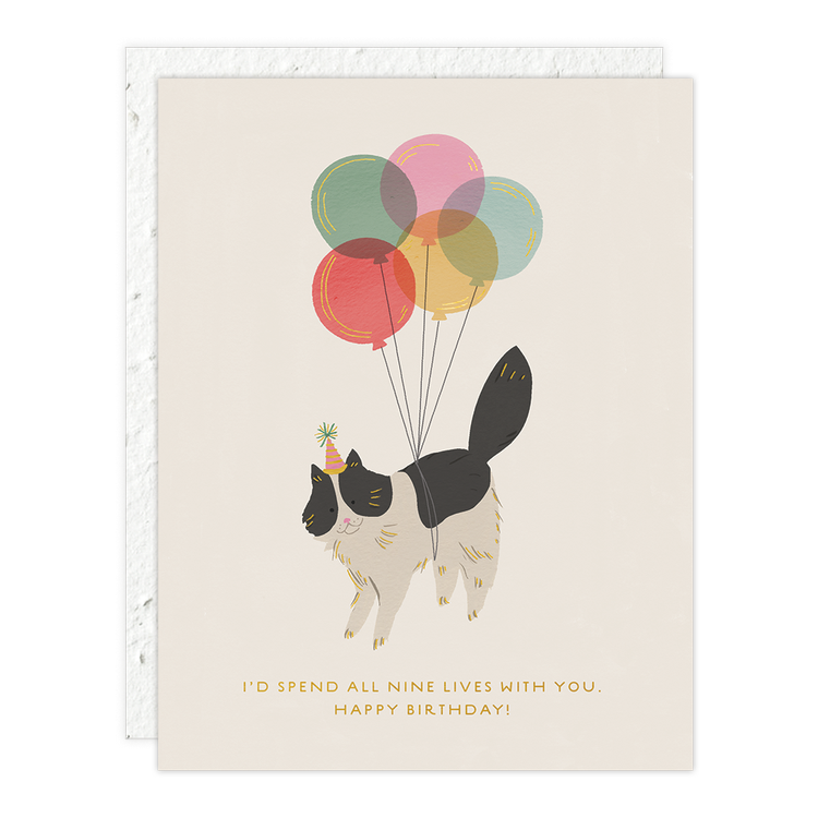 Kitty & Balloons  - Birthday Card