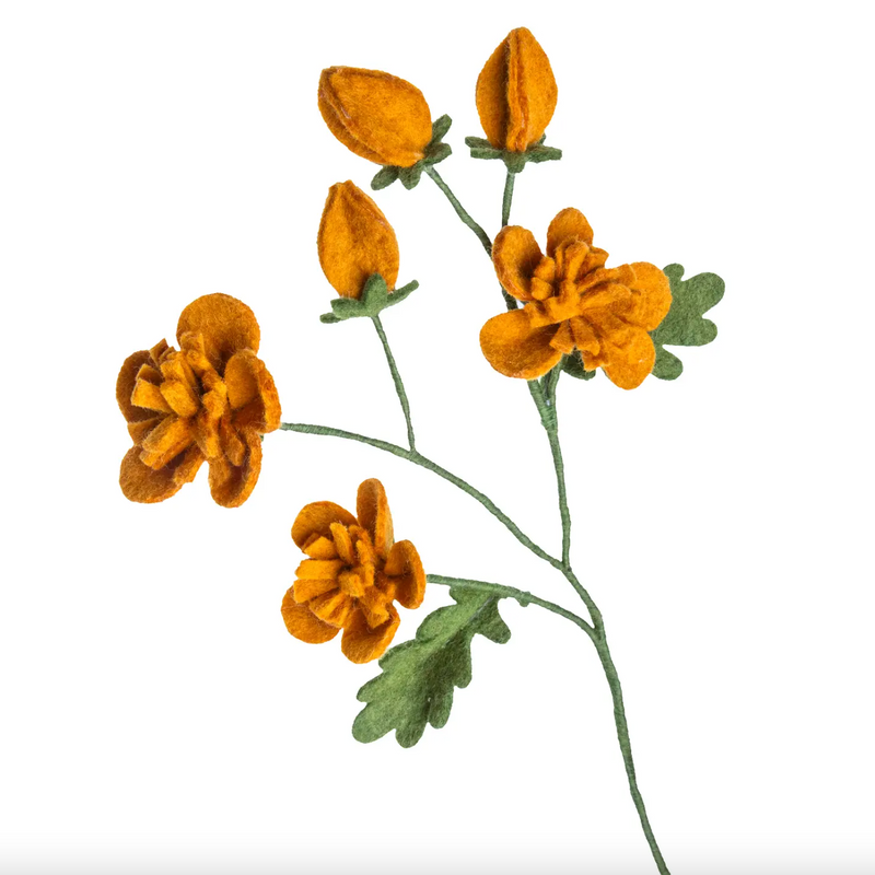 Global Goods Partners Felt Orange Dogwood Flower