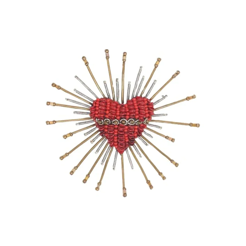 Sacred Heart Beaded Brooch