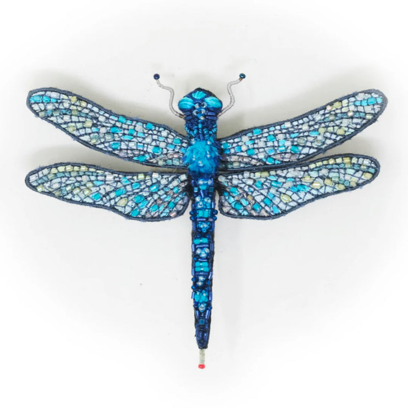 Great Blue Skimmer Dragonfly Beaded Brooch