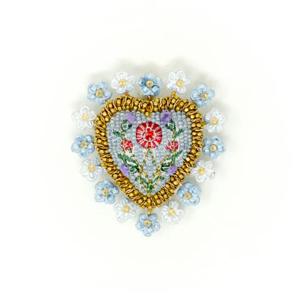 Beaded Heritage Heart Brooch