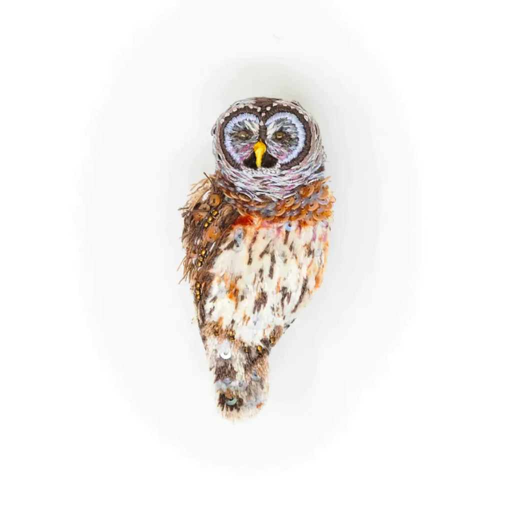 Hoot Owl Beaded Brooch