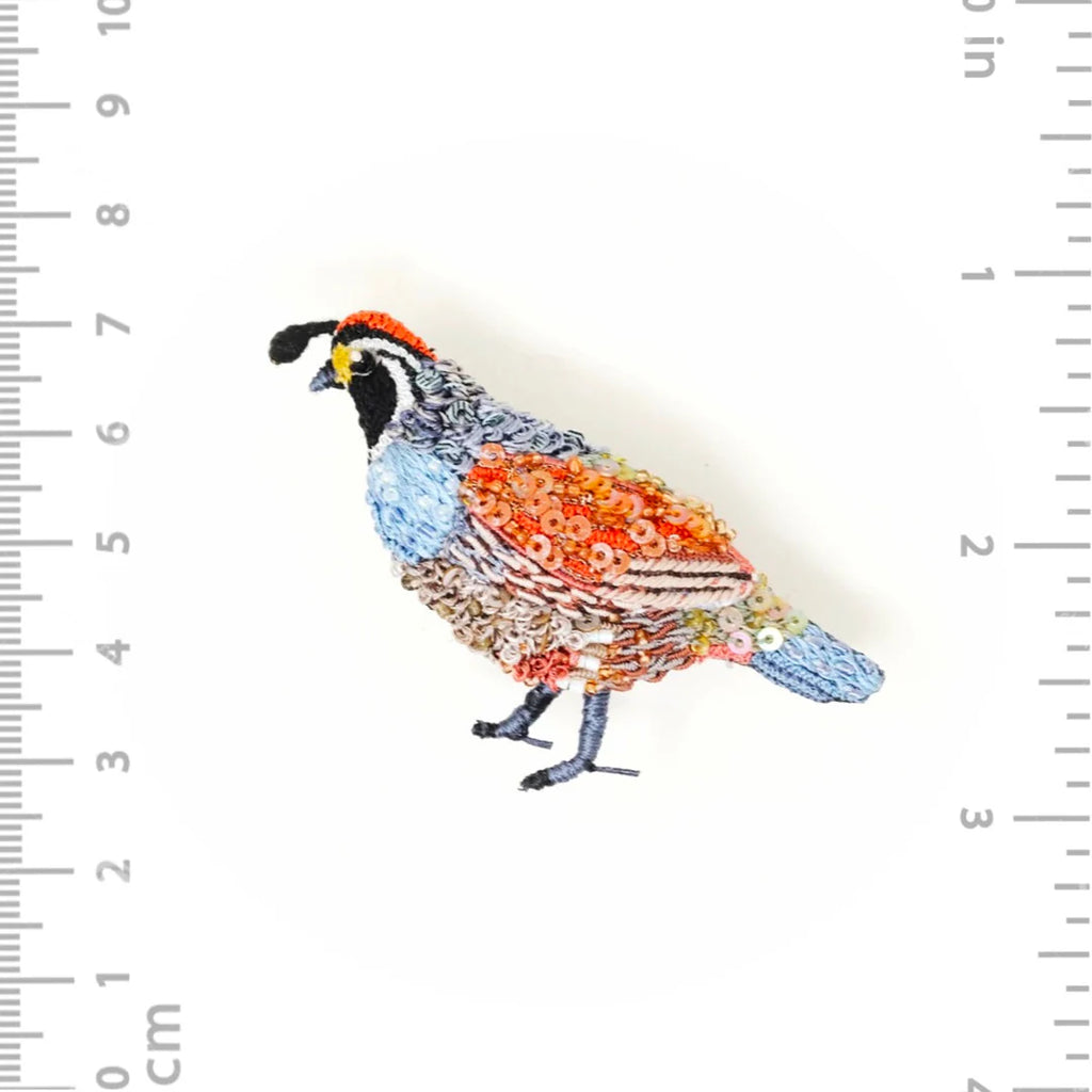 Valley Quail Beaded Brooch size