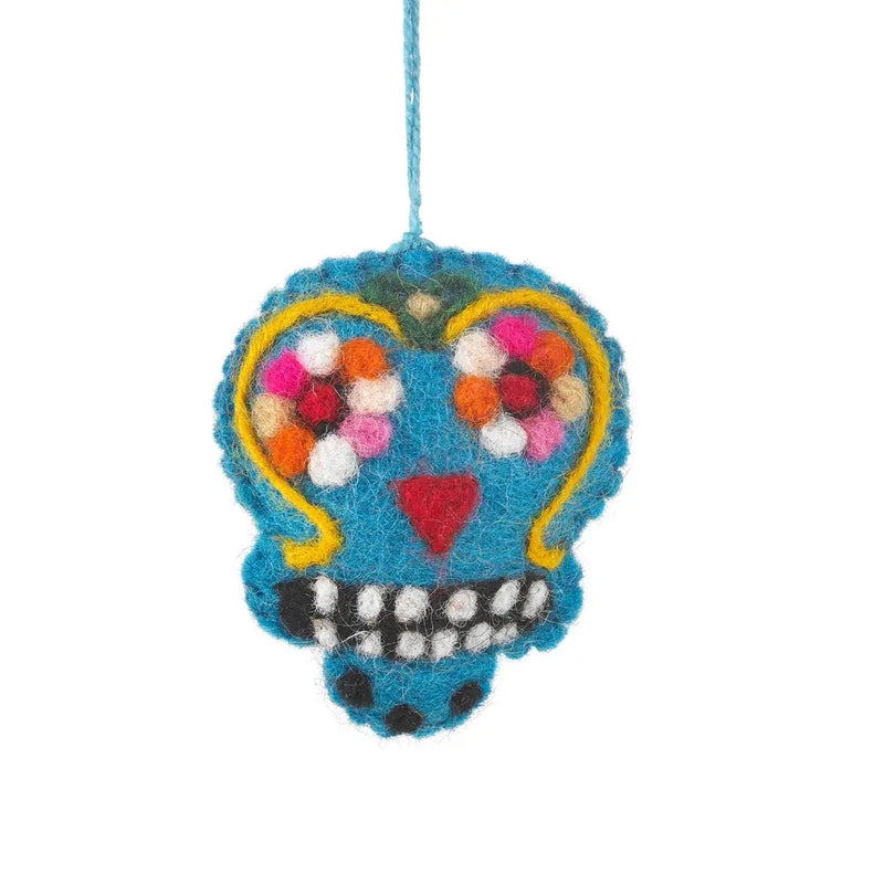 Sugar Skull Ornament- blue