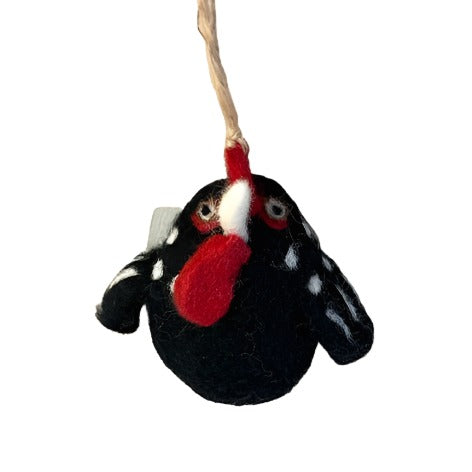 Felt black polka dot Chicken Ornament from Winding Road