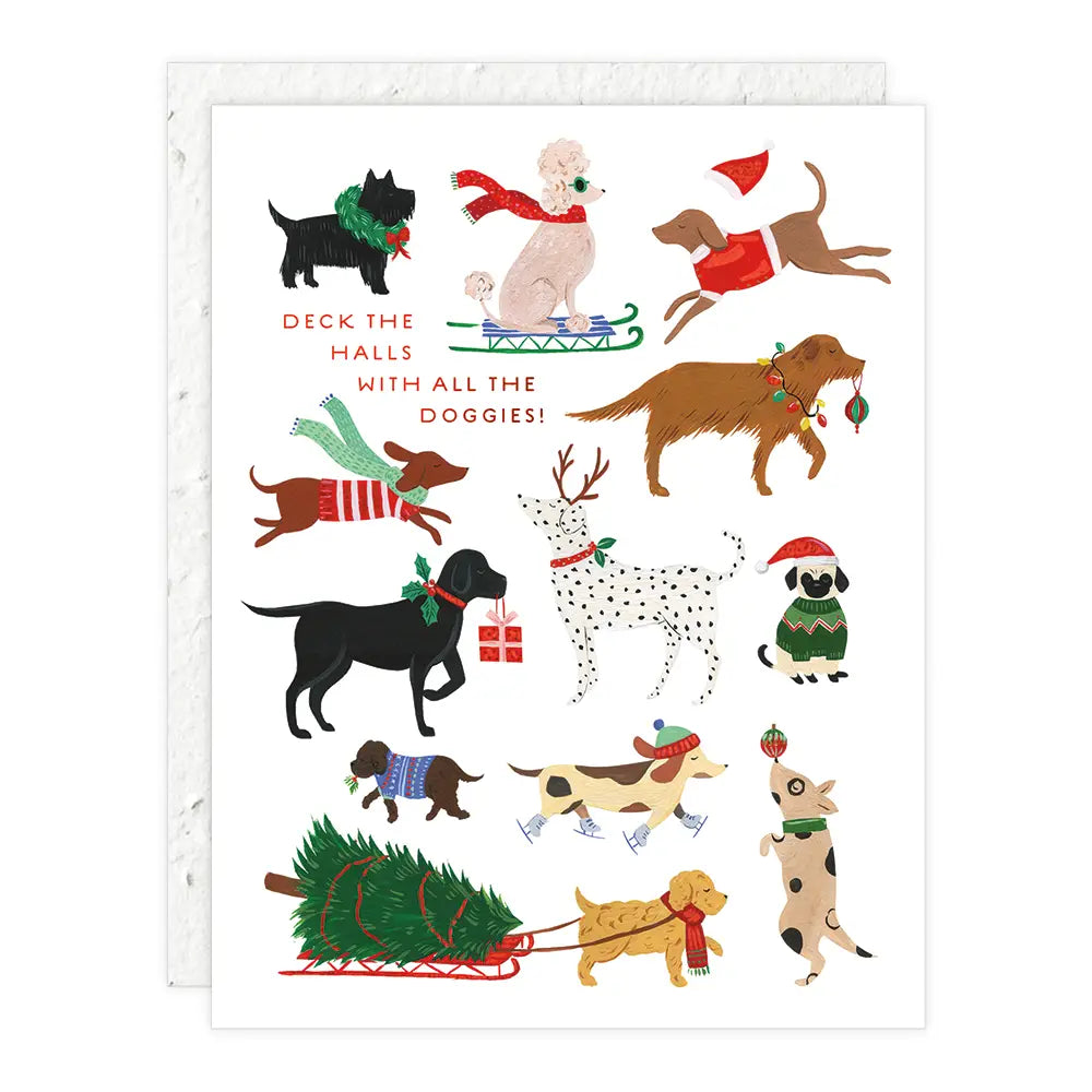 Deck The Halls Dogs - Holiday Card