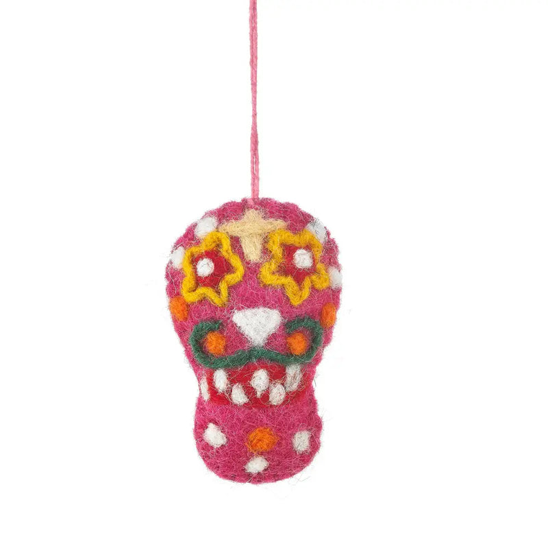 Sugar Skull Ornament- pink