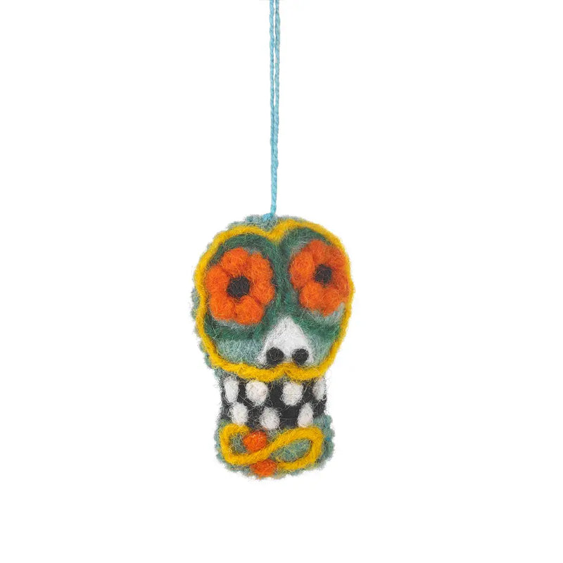 Sugar Skull Ornament- turquoise