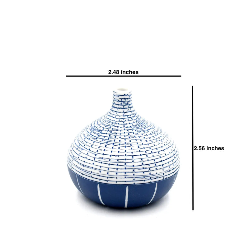 CONGO Mini Porcelain Vase Mixed indigo pattern size 2.48" x 2.56"