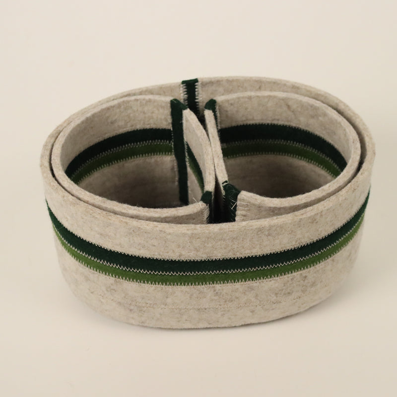 Molly Zimmer Small Banded Felt Baskets Set.