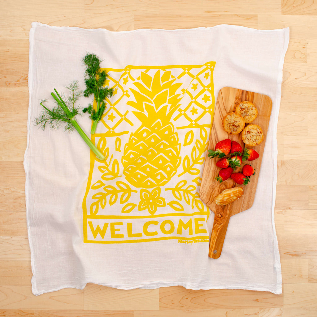 Kei & Molly Flour Sack Cotton Tea Towel- Roses — Two Hands Paperie