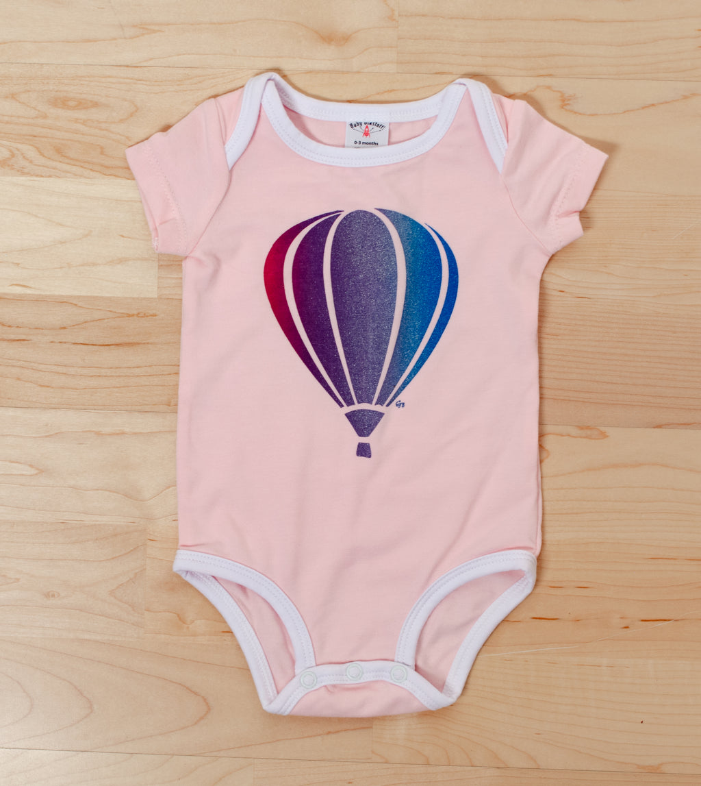 Baby Blast Off Onesie: Hot Air Balloon on pink